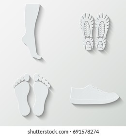 Boots and footprints icons - paper  set