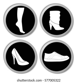 Boots and footprints icons - vector stickers  set