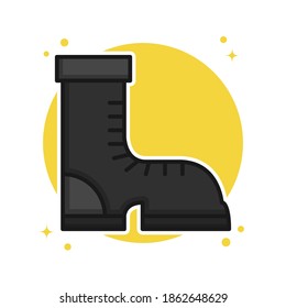 Boots Footwear Icon Filled Line Style. Shoes Illustration Vector. Boot Shoes Vintage Logo Symbol Sticker