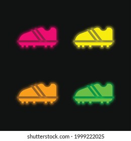 Boots four color glowing neon vector icon