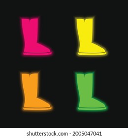 Boots four color glowing neon vector icon