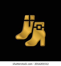 Boots gold plated metalic icon or logo vector