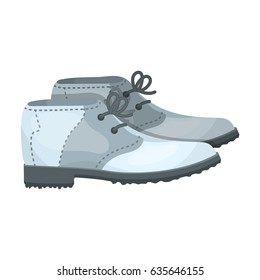 Boots for golf. Golf shoes with laces. Shoes for golf leather boots.Golf club single icon in cartoon style vector symbol stock illustration web.