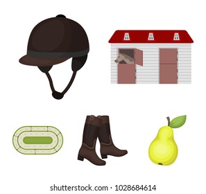 Boots, grass, stadium, track, rest .Hippodrome and horse set collection icons in cartoon style vector symbol stock illustration web.