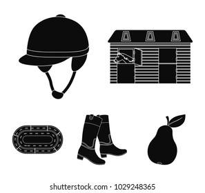 Boots, grass, stadium, track, rest .Hippodrome and horse set collection icons in black style vector symbol stock illustration web.