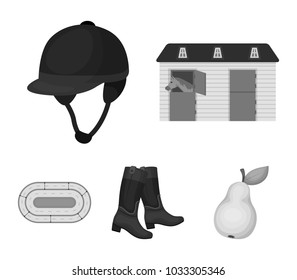 Boots, grass, stadium, track, rest .Hippodrome and horse set collection icons in monochrome style vector symbol stock illustration web.