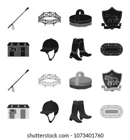 Boots, grass, stadium, track, rest .Hippodrome and horse set collection icons in black,monochrome style vector symbol stock illustration web.