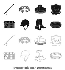 Boots, grass, stadium, track, rest .Hippodrome and horse set collection icons in black,outline style vector symbol stock illustration web.