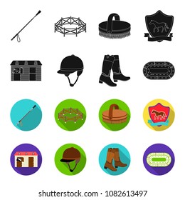 Boots, grass, stadium, track, rest .Hippodrome and horse set collection icons in black,flet style vector symbol stock illustration web.