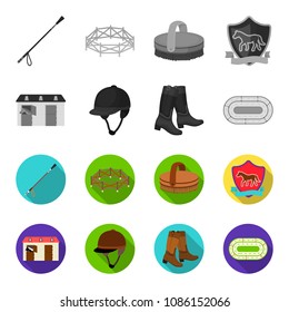 Boots, grass, stadium, track, rest .Hippodrome and horse set collection icons in monochrome,flat style vector symbol stock illustration web.