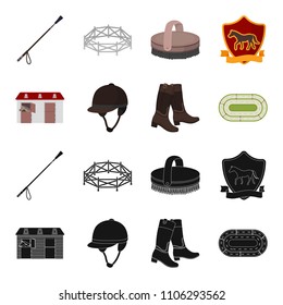 Boots, grass, stadium, track, rest .Hippodrome and horse set collection icons in black,cartoon style vector symbol stock illustration web.