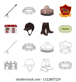 Boots, grass, stadium, track, rest .Hippodrome and horse set collection icons in cartoon,outline style vector symbol stock illustration web.