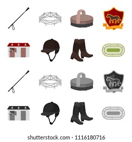 Boots, grass, stadium, track, rest .Hippodrome and horse set collection icons in cartoon,monochrome style vector symbol stock illustration web.