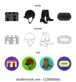 Boots, grass, stadium, track, rest .Hippodrome and horse set collection icons in black,flat,outline style vector symbol stock illustration web.