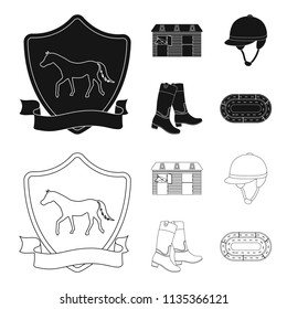 Boots, grass, stadium, track, rest .Hippodrome and horse set collection icons in black,outline style vector symbol stock illustration web.