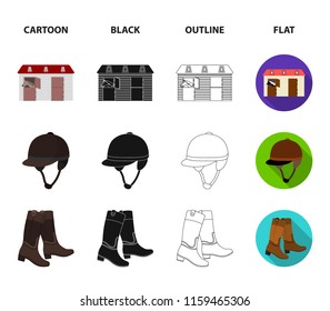 Boots, grass, stadium, track, rest .Hippodrome and horse set collection icons in cartoon,black,outline,flat style vector symbol stock illustration web.