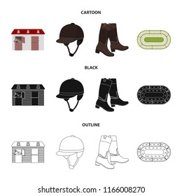 Boots, grass, stadium, track, rest .Hippodrome and horse set collection icons in cartoon,black,outline style vector symbol stock illustration web.