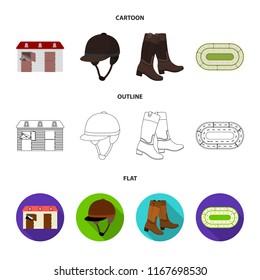 Boots, grass, stadium, track, rest .Hippodrome and horse set collection icons in cartoon,outline,flat style vector symbol stock illustration web.