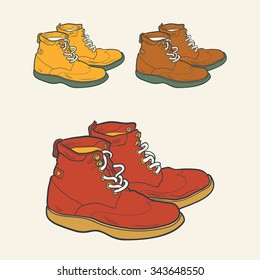 boots. hand drawn illustration