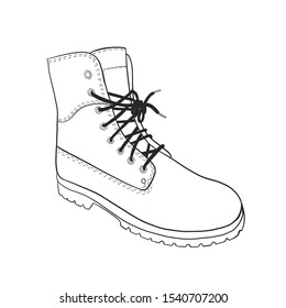 Boots hand-drawn outline vector illustration