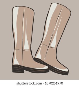 Boots with heels, boots, sneakers. Basic wardrobe. Clothes, shoes, bags for every day. A set of items matching the color. Dresses, jeans, coat, cardigan, backpack, handbag. Vector isolated images.