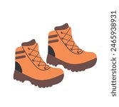 Boots, hiking shoes, brown. Hiking shoes vector illustration, eps 10, shoes icon, logo.