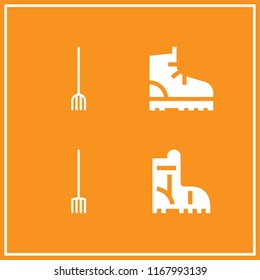 boots icon. 4 boots vector set. boot and rake icons for web and design about boots theme