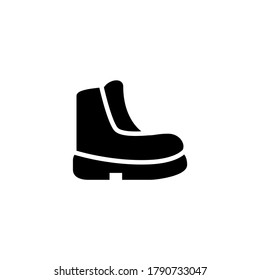 Boots icon in black flat glyph, filled style isolated on white background