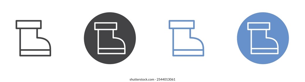 Stiefelsymbol Flaches Set in schwarz-weißer Farbe