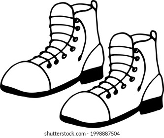 boots icon. hand drawn doodle. vector, scandinavian, nordic minimalism monochrome hiking shoes