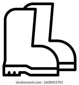 Boots icon in line art. Outline Style. Isolated on White Background