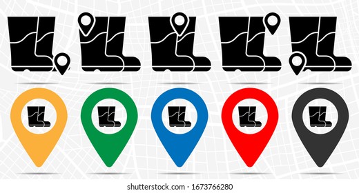 Boots icon in location set. Simple glyph, flat illustration element of autumn theme icons