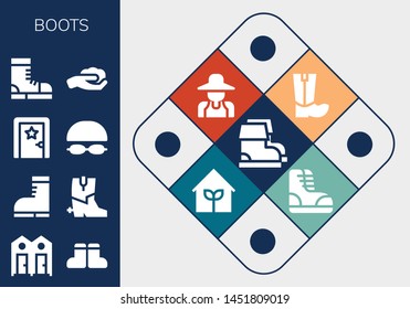 boots icon set. 13 filled boots icons.  Collection Of - Boots, Dressing room, Goggles, Gardening, Gardener, Garden