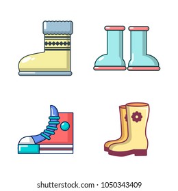 Boots icon set. Cartoon set of boots vector icons for web design isolated on white background