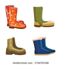 Rubber Boots Colorful Doodle Carton Icons Stock Vector (Royalty Free ...