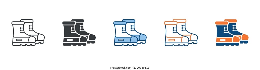 Conjunto de iconos de botas Colección de estilo múltiple