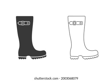 Startet den Symbolsatz. Regenboot, Schuhschild. Vektorgrafik
