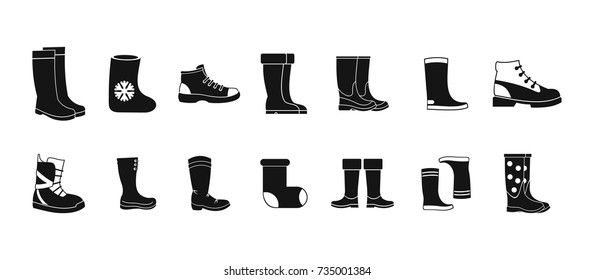 Boots icon set. Simple set of boots vector icons for web design isolated on white background