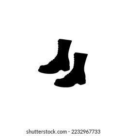 Boots icon. Simple style boots shop big sale poster background symbol. Boots brand logo design element. Boots t-shirt printing. Vector for sticker.