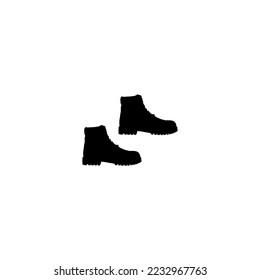 Boots icon. Simple style boots shop big sale poster background symbol. Boots brand logo design element. Boots t-shirt printing. Vector for sticker.