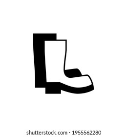 Boots icon in solid black flat shape glyph icon, isolated on white background 
