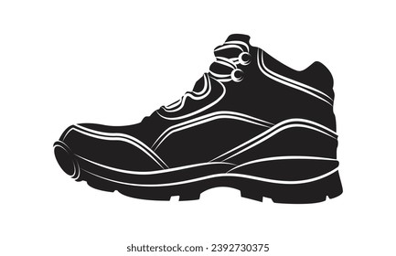 Boots icon symbol Flat vector illustration.Men's boots shoe glyph icon Hiking silhouette boots Flat vector illustration.
