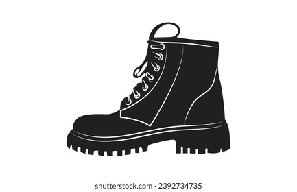 Símbolo de icono Boots Icono de vector plano Ilustración vectorial plana.Botas de botas de los hombres zapatillas de glifo Bote de silueta de senderismo Ilustración vectorial plana.
