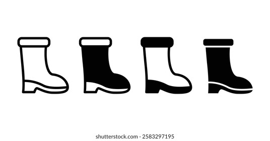 boots icon vector design simple outline and black filled colors flat illustration sets 