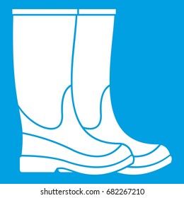 Boots icon white isolated on blue background vector illustration