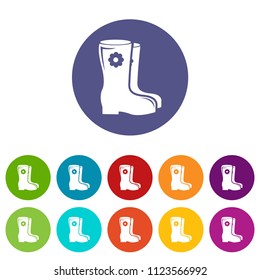Boots icons color set vector for any web design on white background