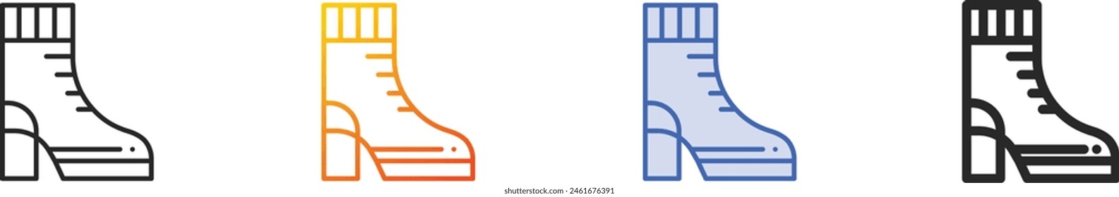 boots icon.Thin Linear, Gradient, Blue Stroke and bold Style Design Isolated On White Background