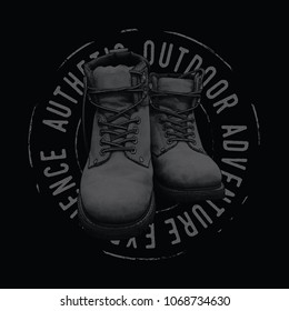 Boots illustration for t-shirt. Urban style pair of boots.