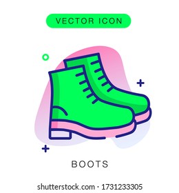 Boots isolated icon. Hiking footwear for active reast and camping