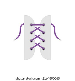 Boots laces laced up crosswise, realistic vector illustration isolated on white background. Shoelaces for sport and casual footwear in parts of shoes with eyelets.
